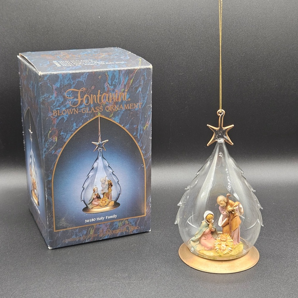 Fontanini Holy Family Blown Glass Ornament 56180 Nativity Scene Roman Inc Italy